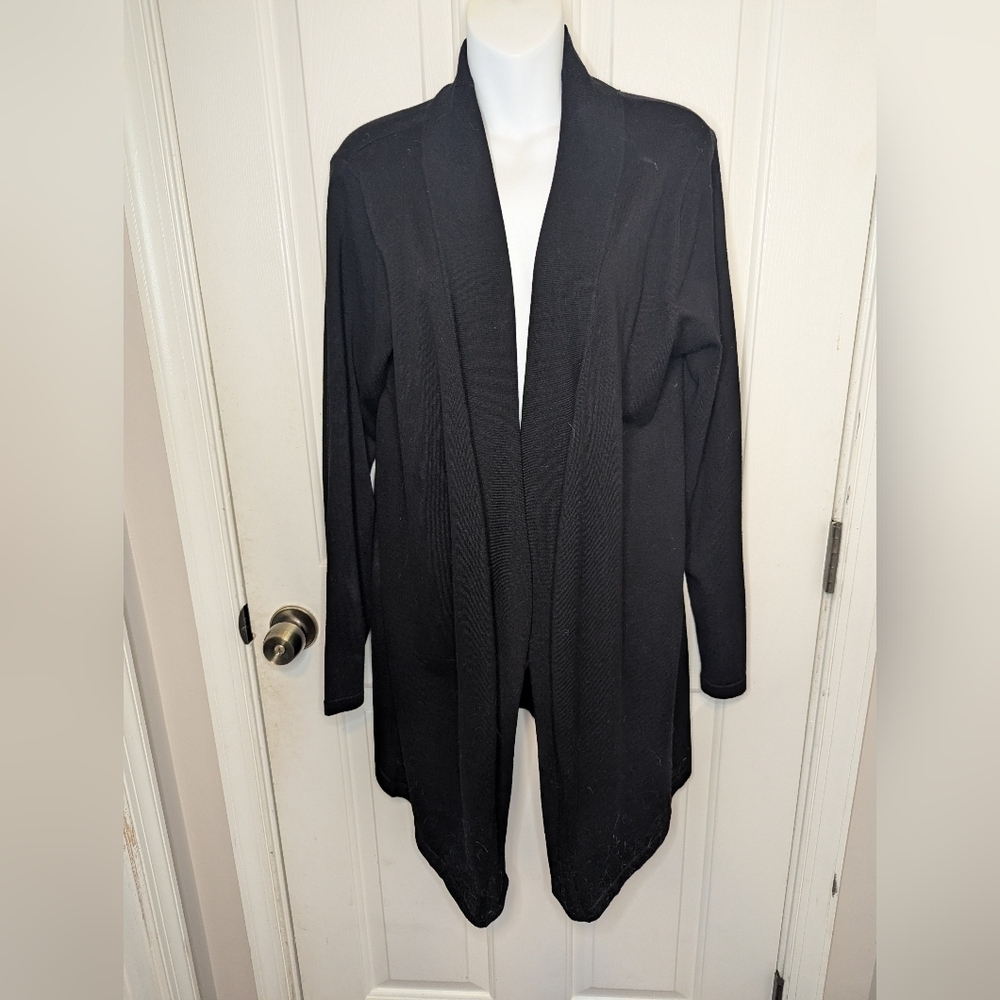 Verve Ami Open Front Long Black Cardigan Sweater Long Sleeves, Size XL, NWT
